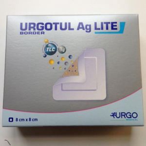 URGOTUL AG Lite Border 8 x 8 cm - Bte/16 - Pansement Adhésif Absorbant Imprégné TLC, Sels d'Argent