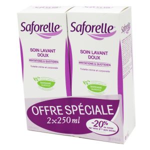 SAFORELLE Lot 2x 250ml Soin lavant doux - Hygiène Intime et Corporelle - Muqueuses, Peaux Irritées