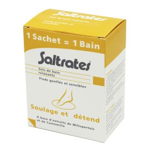 SALTRATES Sels de Bain Relaxants 10 Sachets de 20g - Pieds Douloureux, Brûlants, Gonflés