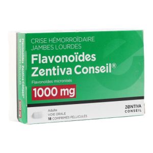 ZENTIVA - Flavonoïdes 1000 mg - crise hémorroïdaire - jambes lourdes - 18 comprimés - 3400930274705