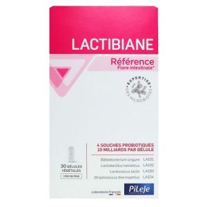 LACTIBIANE Référence 30 Gélules - 4 Souches Microbiotiques Concentrées Dosées à 10 Milliards