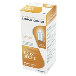 Oxomémazine Sandoz Conseil solution buvable, sans sucre - Flacon 150 ml