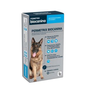 PERMETRIX 2000mg/400mg Grands Chiens +25kg Pipettes 3x 4ml - Solution Spot-on Antiparasitaire Externe