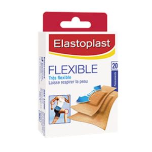 ELASTOPLAST FLEXIBLE 20 Pansements très Flexible - 2 Tailles 1.9 x 6.5 cm et 3 x 6.5 cm