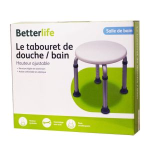 BETTERLIFE le Tabouret de Douche / Bain avec Hauteur Ajustable et Assise Ronde - 1 Unité