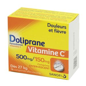Doliprane Vitamine C 500 mg/150 mg, 16 comprimés effervescents