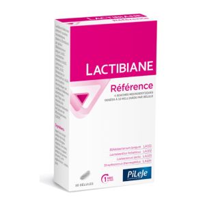 LACTIBIANE Référence 30 Gélules - 4 Souches Microbiotiques Concentrées Dosées à 10 Milliards