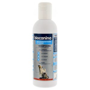 BIOCANINA HYGIENE Shampooing Anti Parasitaire à la Tétraméthrine  Chiens et Chats - 200 ml
