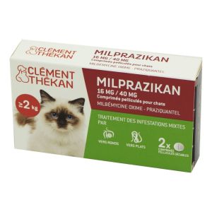 MILPRAZIKAN Chats 16mg/40mg Vermifuge pour Chat de Plus de 2 kg - Antiparasitaire Interne - Bte/2