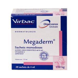 MEGADERM Bte/28 Aliment Complémentaire Diététique pour Chien (+10 kg) Dermatose, Dépilation