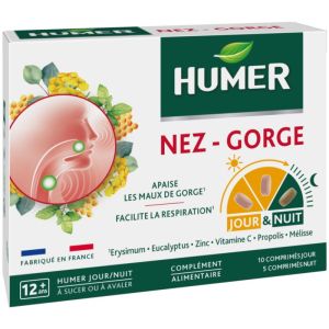 HUMER - Nez Gorge , Jour et Nuit - Apaise les maux de gorge - Facilite la respiration
