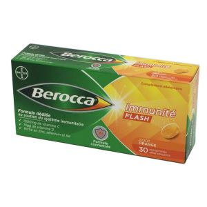 BEROCCA IMMUNITE FLASH 30 Comprimés Effervescents - Soutien du Système Immunitaire