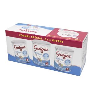 GUIGOZ CROISSANCE 3 - Lot de 2 + 1 OFFERT - 3x 800g - Lait en Poudre pour Nourrissons de 1 à 3 Ans