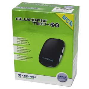 GLUCOFIX TECH 2K Set Lecteur - Auto-surveillance de la Glycémie + Auto-mesure de la Cétonémie