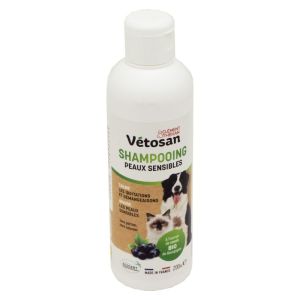 VETOSAN Shampooing Peaux Sensibles 200ml - Chat, Chien - Hygiène du Pelage, Démangeaisons, Irritations