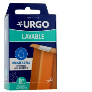 URGO LAVABLE 10 Bandes à Découper 10 x 6cm - Protection des Plaies Superficielles