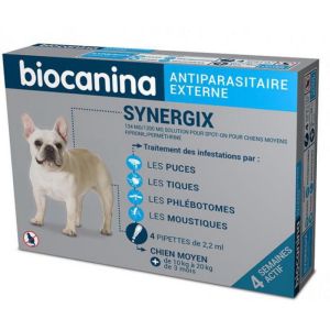 BIOCANINA SYNERGIX 134mg/1200mg Chiens Moyens Anti Parasitaire Externe - Solution Spot On pour chien