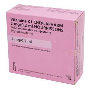 Vitamine K1 Roche 2 mg/0,2 ml Nourrissons - 1 ampoule