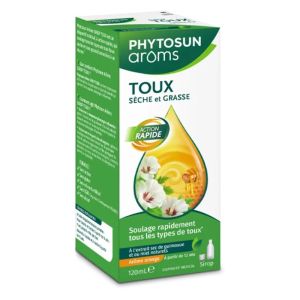 PHYTOSUN AROMS Sirop Toux Sèche et Grasse Dès 12 Ans - Soulage Rapidement - Arôme Orange - 120ml