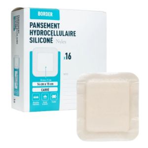 7.5x8.5cm - Pansement Hydrocellulaire de Technologie Lipido Colloïde à Bord Adhésif -