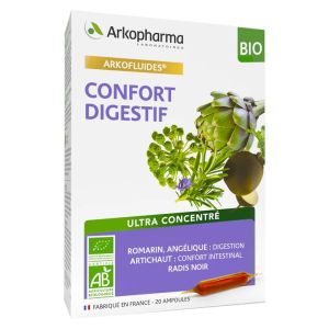 ARKOFLUIDES Confort Digestif BIO - Artichaut, Romarin, Angélique - Innovation UltraExtract - Bte/20