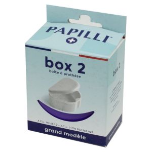 PAPILLI Box 2 Grand Modèle - Boîte de Rangement pour Dentier - Bte/1 Unité