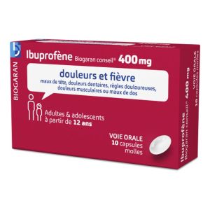 Ibuprofène Biogaran Conseil 400 mg - 10 capsules molles