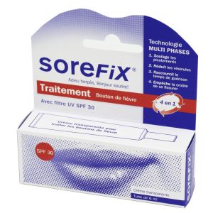 SOREFIX SPF30 Baume à Lèvres 6ml - Discret et Transparent pour les Boutons de Fièvre