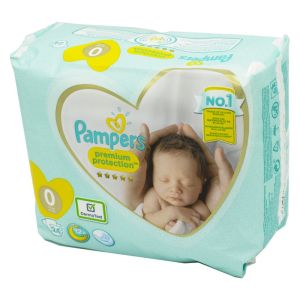 PAMPERS Premium Protection 24 Couches Taille 0 - Prématurés et Nouveau Nés de moins de 3kg