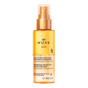 NUXE SUN Huile Lactée Capillaire Protectrice Hydratante 100ml - Multi-Protections : UV, Sel, Chlore