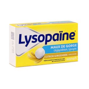 SANOFI - Lysopaïne, maux de gorge , Citron/Ginbembre sans sucre, Tbe/36 comprimés à sucer