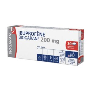 Ibuprofène Biogaran 200 mg, 30 comprimés pelliculés