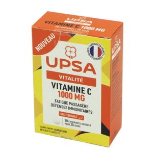 UPSA VITALITE Vitamine C 1000mg 20 Comprimés - Fatigue Passagère, Défenses Immunitaires