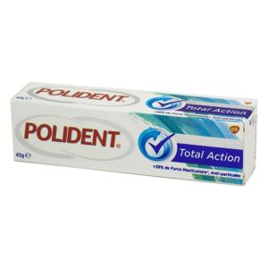POLIDENT Total Action Anti Particules - Crème Fixative pour Appareil/Prothèse Dentaire - T/40g