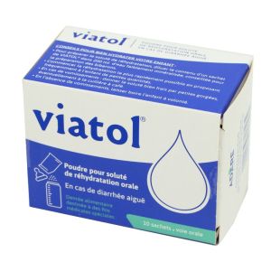 VIATOL 20 Sachets - Poudre pour Soluté de Réhydratation Orale - Diarrhées, Gastro-Entérite