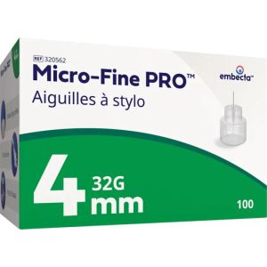 Aiguilles 4 mm 32G (0.23mm) - Aiguille à Usage Unique pour Stylo Injecteur - Technologie EasyFlow -