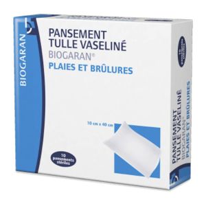 BIOGARAN 10 Pansements Tulle Vaseliné 10 x 40cm - Plaies et Brûlures