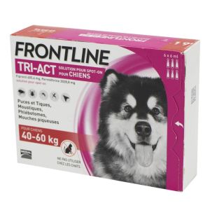 FRONTLINE TRI ACT XL - 6 Pipettes - Chiens de 40 à 60 kg - Traitement, Prévention des Infestations