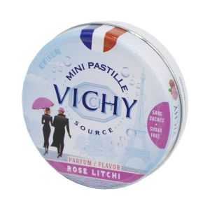 VICHY SOURCE Mini Pastilles sans Sucre 40g - Parfum Rose Litchi