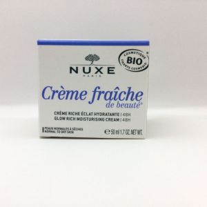 NUXE Crème fraîche de beauté, Crème RICHE éclat hydratante 48H Peaux Normales à Sèches , POT/50ml, 3264680037375