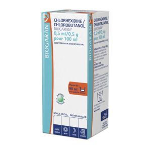 Chlorhexidine/chlorobutanol Biogaran® Solution pour bain de bouche - 90 ml