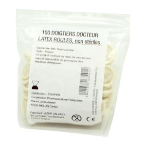 Doigtier Docteur Roulé 1 DOIGT en Latex - Taille M (Médium) - Non Stérile - Bte/100 - COOPER