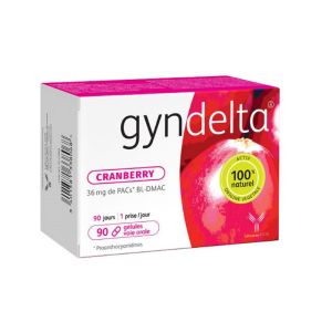 GYNDELTA 36mg de PACs (Proanthocyanidines) 90 Gélules - Gênes Urinaires - A Base de Cranberry