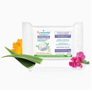 PURESSENTIEL HYGIENE INTIME 25 Lingettes BIO - Usage Quotidien Dès 3 Ans