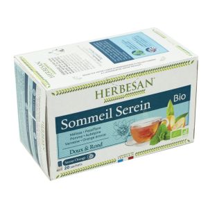 HERBESAN BIO SOMMEIL SEREIN 20 Sachets de 1.5g - Mélisse, Passiflore, Pomme, Aubépine, Verveine, Orange Ecorce