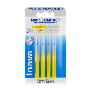 Brossettes MONO COMPACT Jaunes 1mm ISO2 - Espaces Interdentaires Etroits - Bte/4