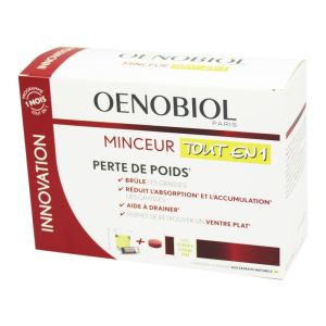 OENOBIOL MINCEUR Tout en 1 Perte de Poids - Cola, Ascophylle, Curcuma - 30 Sticks + 60 Comprimés