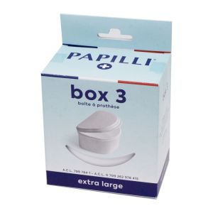 PAPILLI Box 3 Extra Large - Boîte de Rangement pour Dentier - Bte/1 Unité