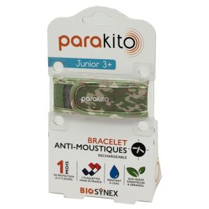 PARAKITO JUNIOR Bracelet CAMOUFLAGE - Bracelet Anti Moustiques Rechargeable - Enfant + 3 Ans - Bte/1