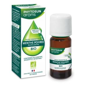 Huile essentielle Bio MENTHE POIVREE 10ml - Mentha piperita - Digestion - PHYTOSUN AROMS